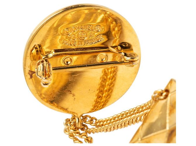 Spilla Vintage Chanel Coco Mark Matelassé 93A D'oro - vista 3