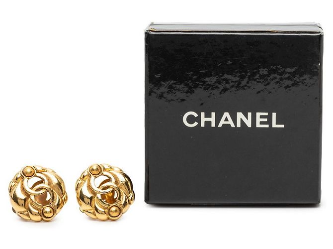 Chanel Coco Mark Vintage vergoldete Clip-Ohrringe Golden - Ansicht 4