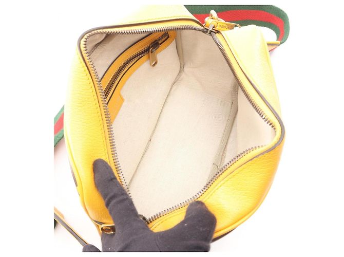 Borsa a tracolla in pelle Gucci x adidas Marrone Giallo - vista 3