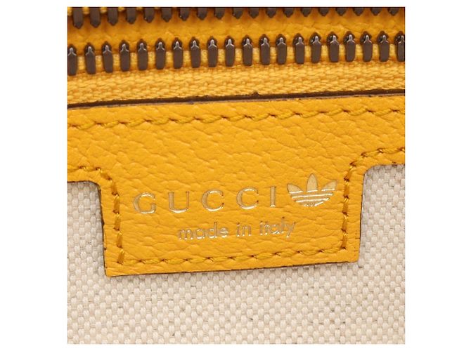 Borsa a tracolla in pelle Gucci x adidas Marrone Giallo - vista 4