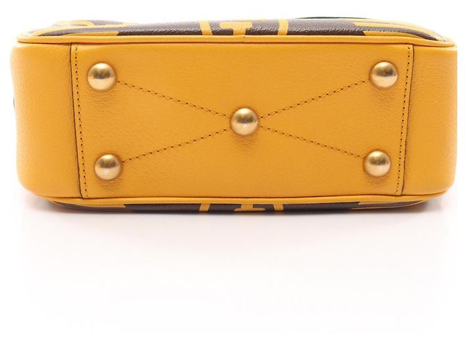 Borsa a tracolla in pelle Gucci x adidas Marrone Giallo - vista 6