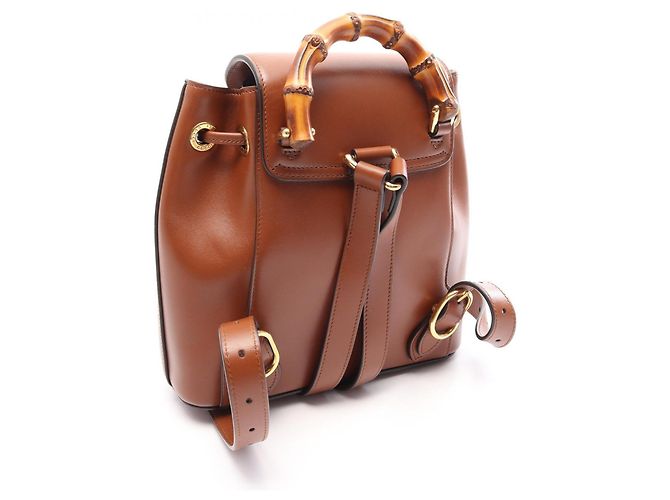 Zaino/Borsa Gucci in pelle Bamboo Marrone - vista 2