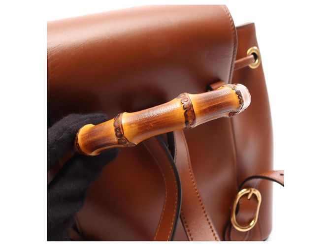 Zaino/Borsa Gucci in pelle Bamboo Marrone - vista 8