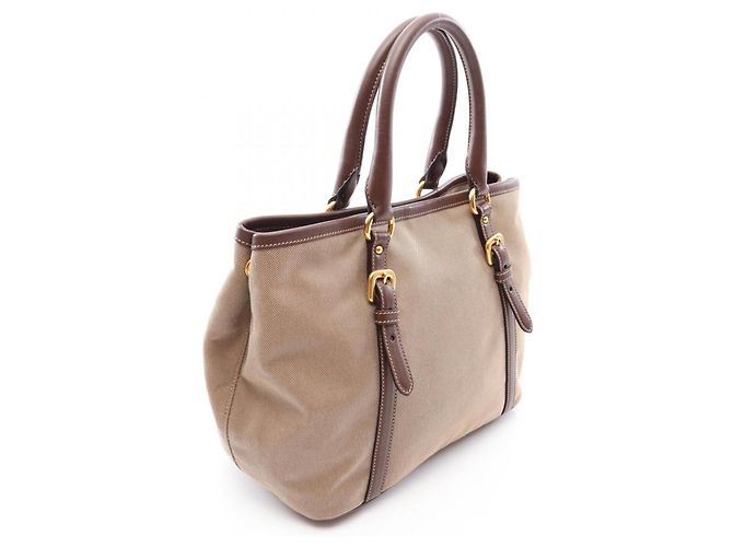Prada Logo Jacquard 2-Way Tote Bag Braun Beige - Ansicht 2