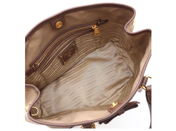 Prada Logo Jacquard 2-Way Tote Bag Braun Beige - Ansicht 3