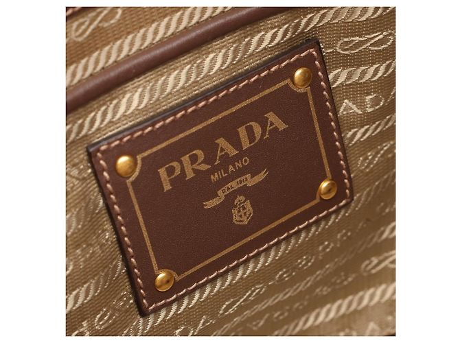 Prada Logo Jacquard 2-Way Tote Bag Braun Beige - Ansicht 4