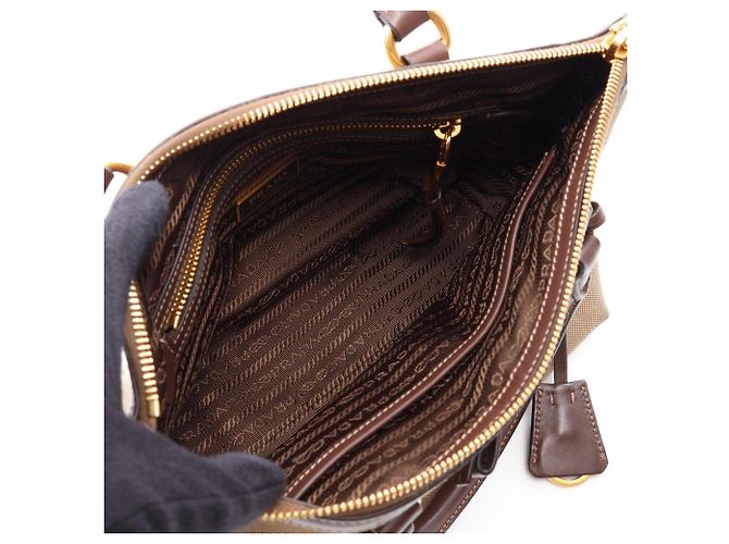 Borsa a mano 2-Way Prada LOGO JACQUARD Marrone Beige - vista 3