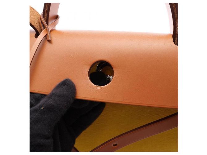 Hermès Hermes Herbag Zip PM 2-Way Handtasche Braun Gelb - Ansicht 13