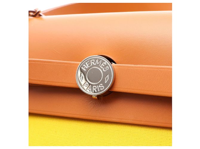 Hermès Hermes Herbag Zip PM 2-Way Handtasche Braun Gelb - Ansicht 8