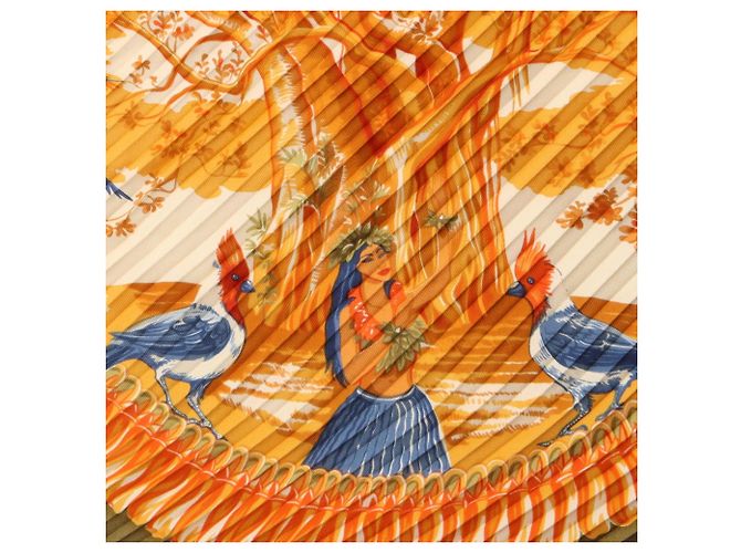 Hermès Foulard Carré Plissé ALOHA Hermes Multicolore Arancione - vista 4