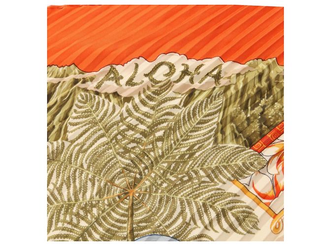 Hermès Foulard Carré Plissé ALOHA Hermes Multicolore Arancione - vista 5