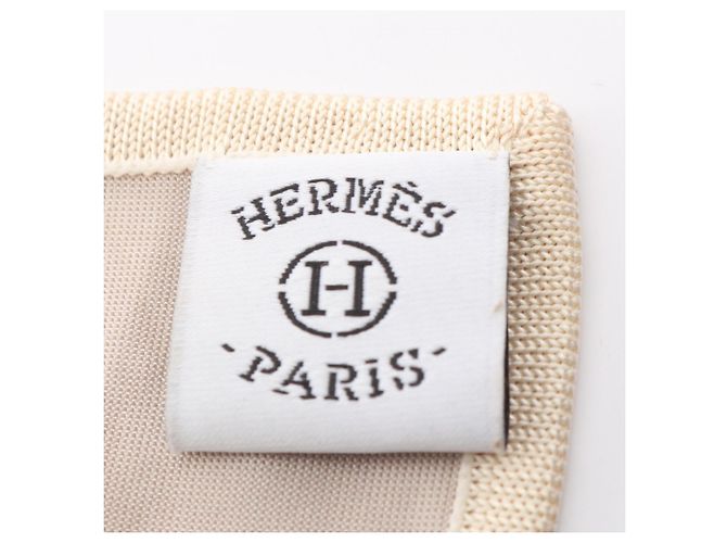 Hermès Foulard Hermes Smooth Carre 90 Bolduc Ribbon Marrone Bianco Beige - vista 3