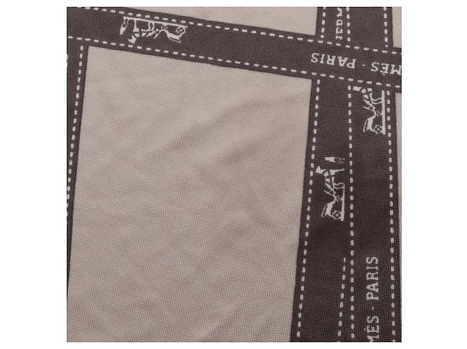 Hermès Foulard Hermes Smooth Carre 90 Bolduc Ribbon Marrone Bianco Beige - vista 8
