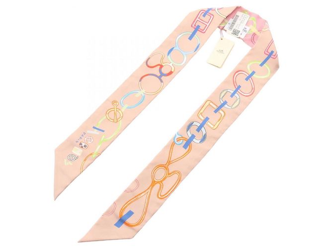 Hermès Twilly Do Re Boucles Ribbon Scarf Rosa Multicolore Arancione - vista 2