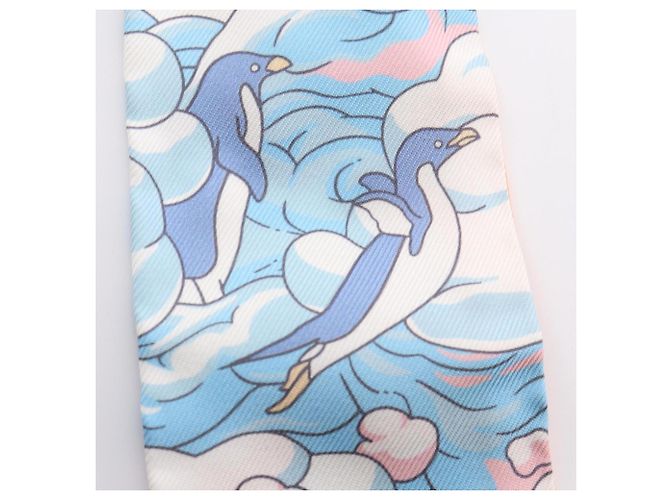 Hermès Hermes Twilly Sur Mon Nuage Seidenschal Mehrfarben Orange - Ansicht 8