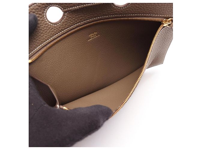 Hermès Borsa a mano Hermes Birkin 25 Pocket Pouch Marrone Taupe - vista 3