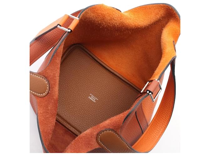 Hermès Borsa Hermes Picotin Lock PM Casaque Marrone Arancione Bordò - vista 3