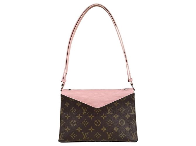 Borsa a tracolla Louis Vuitton Saint Michel Monogram Marrone Rosa - vista 3