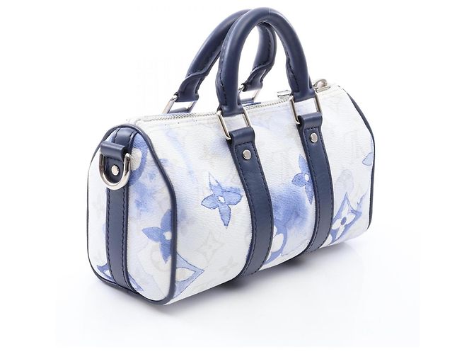 Borsa a mano Louis Vuitton Keepall XS Monogram Watercolor Bianco Multicolore Blu navy - vista 2