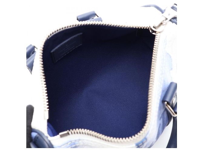 Borsa a mano Louis Vuitton Keepall XS Monogram Watercolor Bianco Multicolore Blu navy - vista 3