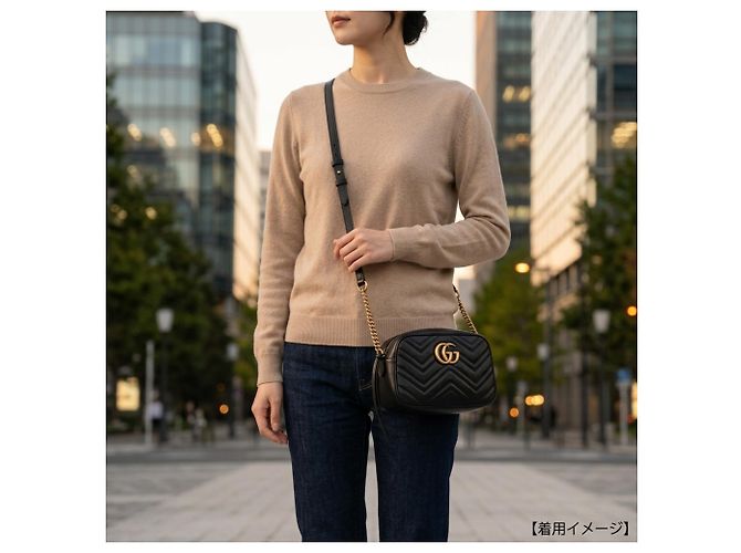 Borsa a tracolla Gucci GG Marmont in pelle nera Nero - vista 10