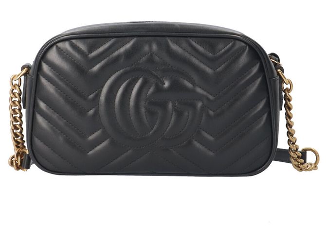 Borsa a tracolla Gucci GG Marmont in pelle nera Nero - vista 3