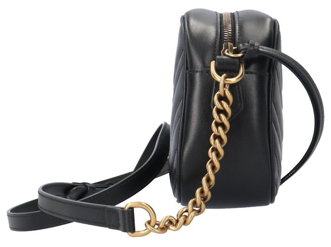 Borsa a tracolla Gucci GG Marmont in pelle nera Nero - vista 4