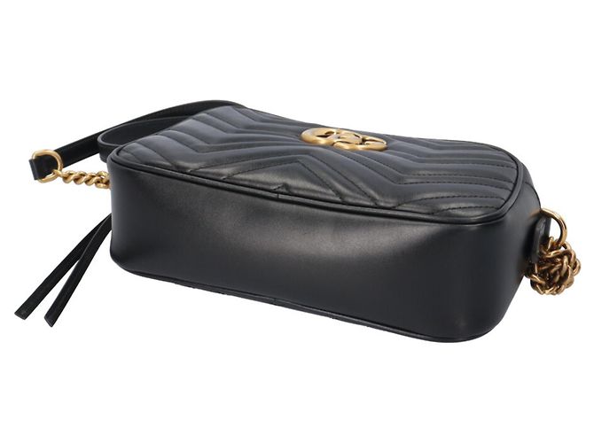 Borsa a tracolla Gucci GG Marmont in pelle nera Nero - vista 5