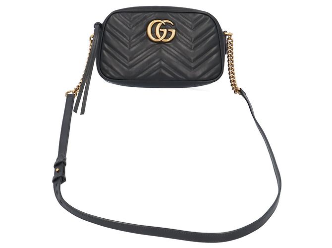 Borsa a tracolla Gucci GG Marmont in pelle nera Nero - vista 9