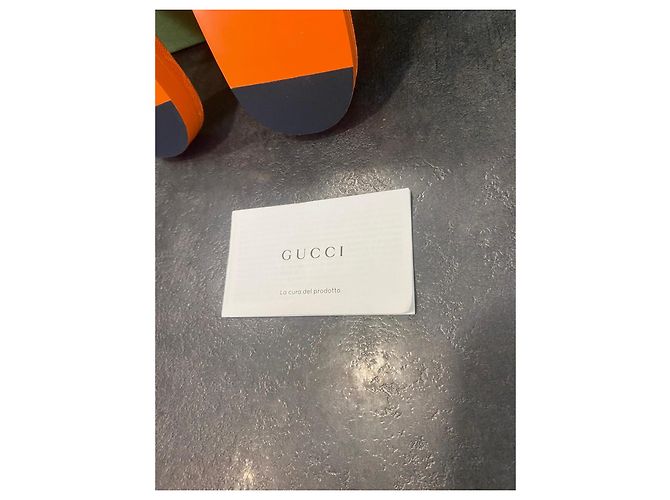 Gucci Mules aus orangefarbenem Canvas - Ansicht 8