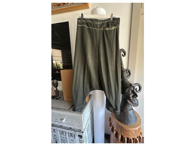 Munthe Plus Simonsen PLU weite Leinenhose Militärgrün - Ansicht 11