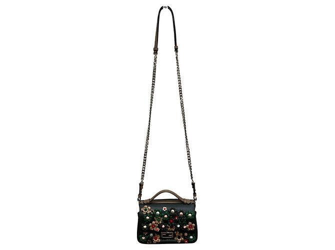 Borsa a tracolla Micro Double Bucket Chain Fendi Applique Stud Flowerland Cachi - vista 16