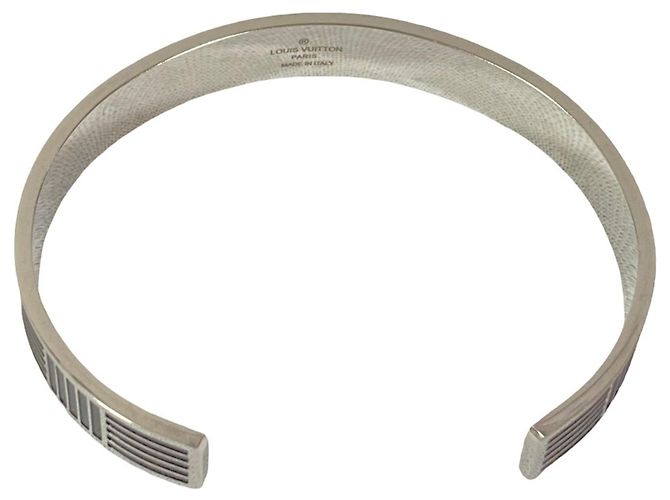 Bracciale Rigido Louis Vuitton Jonc Damier Colors Nero Argento - vista 3