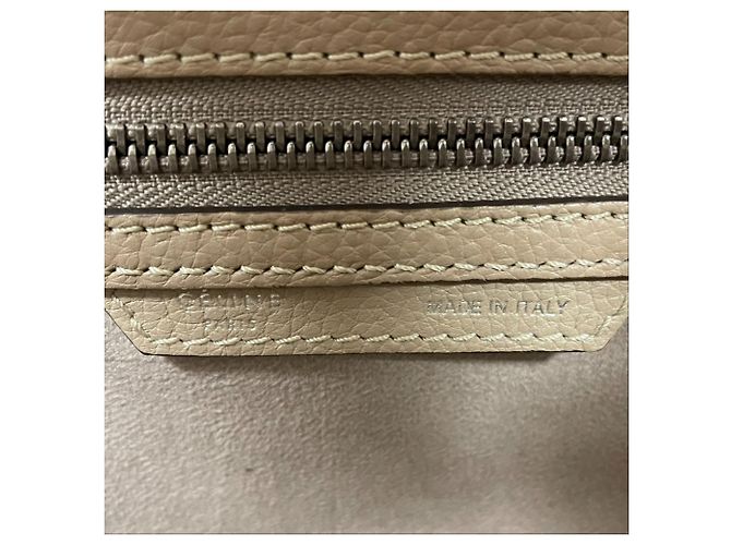 Céline Borsa Tote Celine Luggage Micro Shopper Beige - vista 10