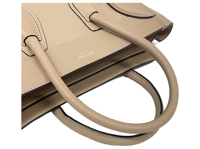 Céline Borsa Tote Celine Luggage Micro Shopper Beige - vista 6