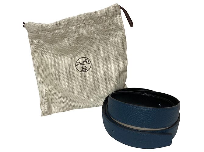 Hermès Cinto Hermes Constance em couro Preto Azul - vista 14