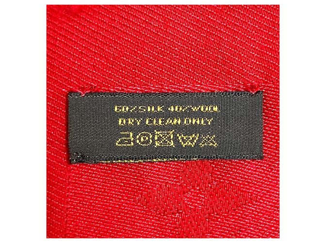 Sciarpa Louis Vuitton in jacquard monogram di seta e lana Rosso - vista 10