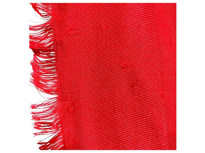 Sciarpa Louis Vuitton in jacquard monogram di seta e lana Rosso - vista 4