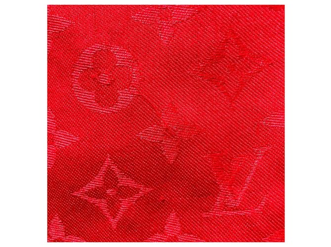 Sciarpa Louis Vuitton in jacquard monogram di seta e lana Rosso - vista 5