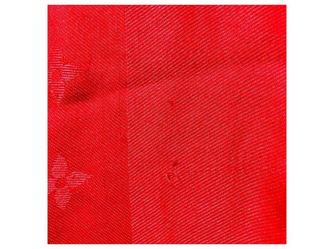 Sciarpa Louis Vuitton in jacquard monogram di seta e lana Rosso - vista 6