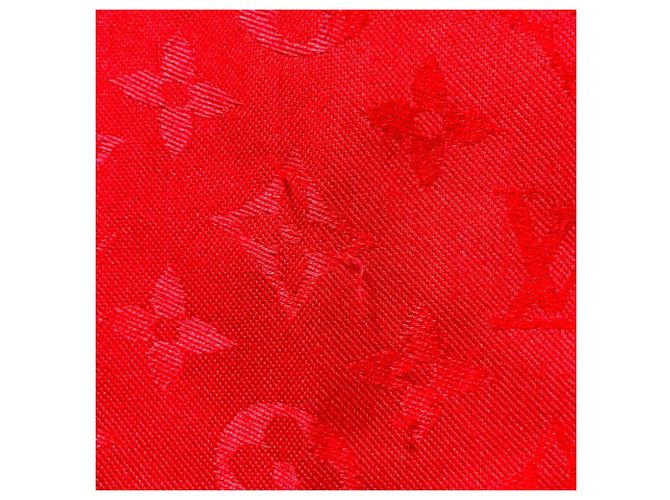 Sciarpa Louis Vuitton in jacquard monogram di seta e lana Rosso - vista 7