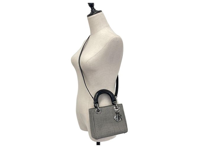 Borsa a tracolla Lady Mini Houndstooth Christian Dior Marrone Nero - vista 13