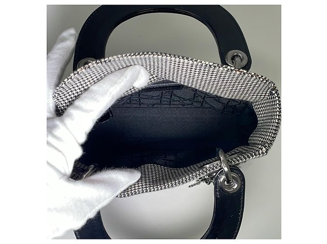 Borsa a tracolla Lady Mini Houndstooth Christian Dior Marrone Nero - vista 6