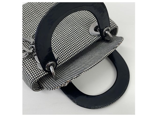 Borsa a tracolla Lady Mini Houndstooth Christian Dior Marrone Nero - vista 8