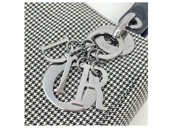 Borsa a tracolla Lady Mini Houndstooth Christian Dior Marrone Nero - vista 9