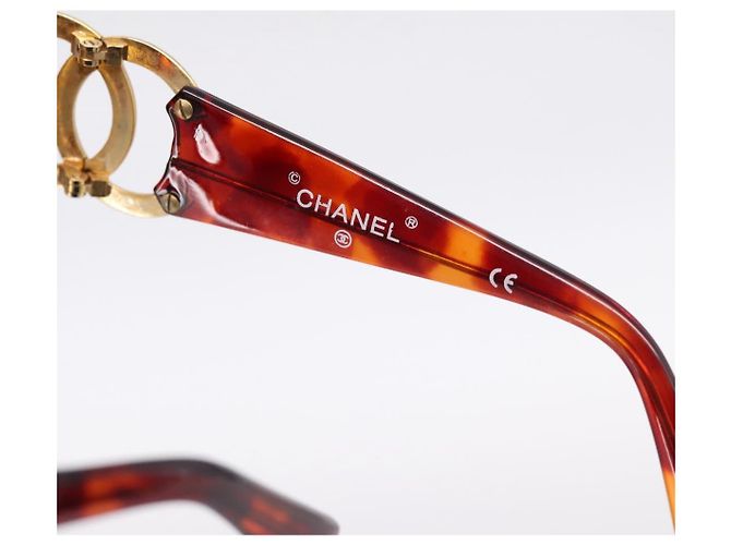 Gafas de sol CHANEL Plástico Marrón Tono Dorado CC Auth bs36532 Castaño - vista 11