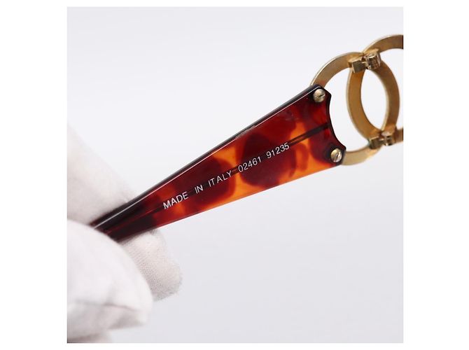 Gafas de sol CHANEL Plástico Marrón Tono Dorado CC Auth bs36532 Castaño - vista 12