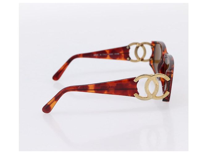 Gafas de sol CHANEL Plástico Marrón Tono Dorado CC Auth bs36532 Castaño - vista 4