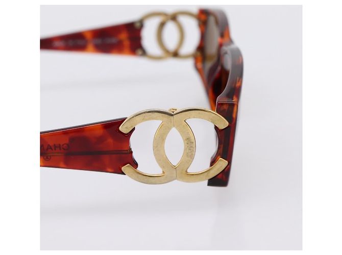 Gafas de sol CHANEL Plástico Marrón Tono Dorado CC Auth bs36532 Castaño - vista 5