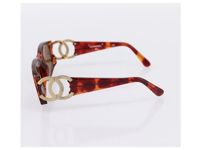 Gafas de sol CHANEL Plástico Marrón Tono Dorado CC Auth bs36532 Castaño - vista 6